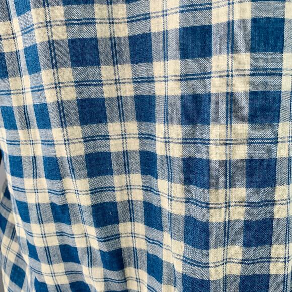 RRL by RALPH LAUREN Size XL Blue Cream Plaid Cotton Long Sleeve Shirt - Picture 6 of 10